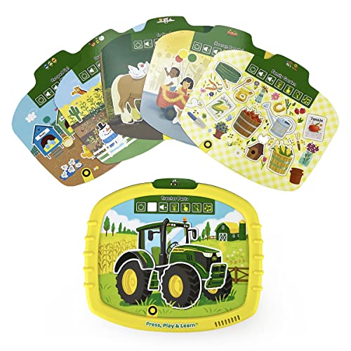 Image of John Deere Kids Early Learning Activity Pad - Read, Play, Press & Learn Electronic Activity Pad Reader With Removable Cards for Toddlers, Preschoolers ... & Answer Activity Desk (Press, Play & Learn)