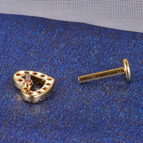 LOMISS Piercing Orelha Conch Piercing Helix Titânio COBRE CORAÇÃO VAZADO ZIRCÔNIA1,2X8mm (Prateado)