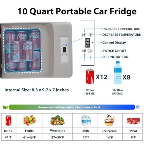 Image of Alpicool C9PT Portable Car Freezer Cooler, 12 Volt Car Refrigerator, 10 Quart Fast Cooling, with 12 /24V DC and 100-240V AC for Outdoor, Camping, RV, Truck (Black&Grey)