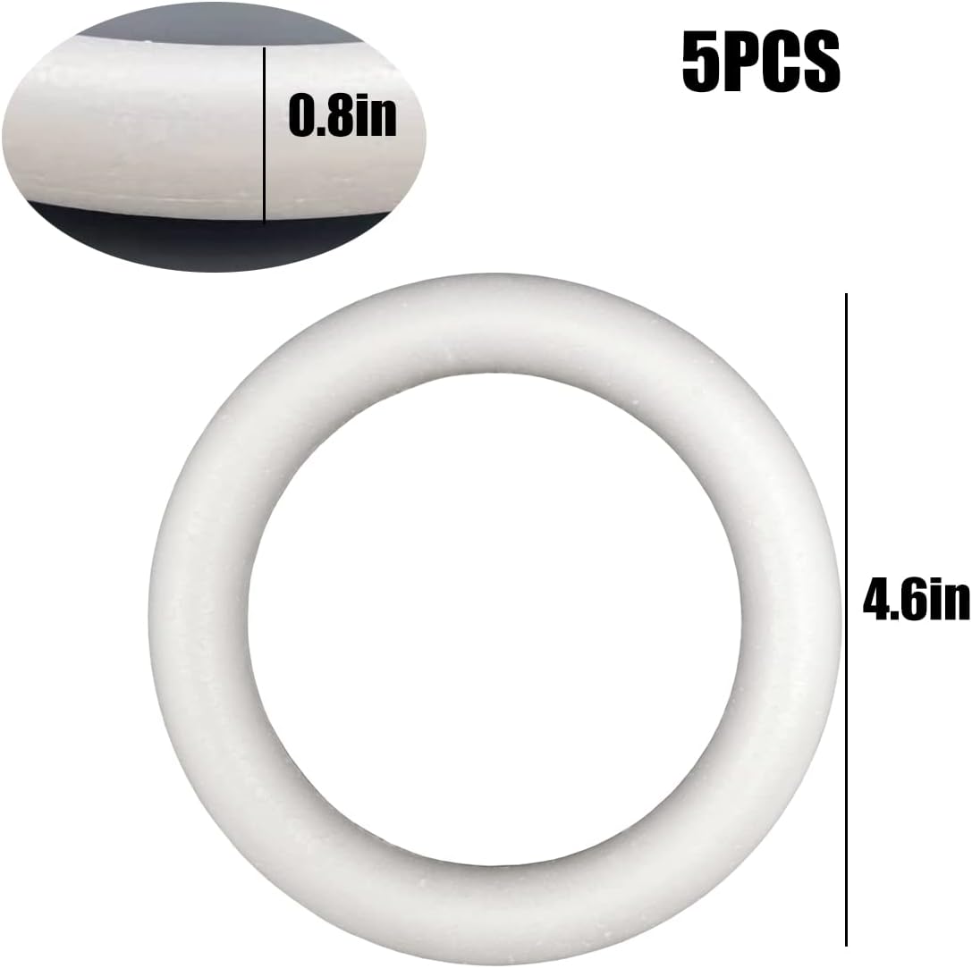 FFchuanhe 12pack Craft Foam Wreath, Foam Rings for Crafts, 3 Sizes(11in, 7.5in, 4.6in) for Flower Projects, Christmas, Wedding, Home Decoration and Various DIY Arts and Crafts.White