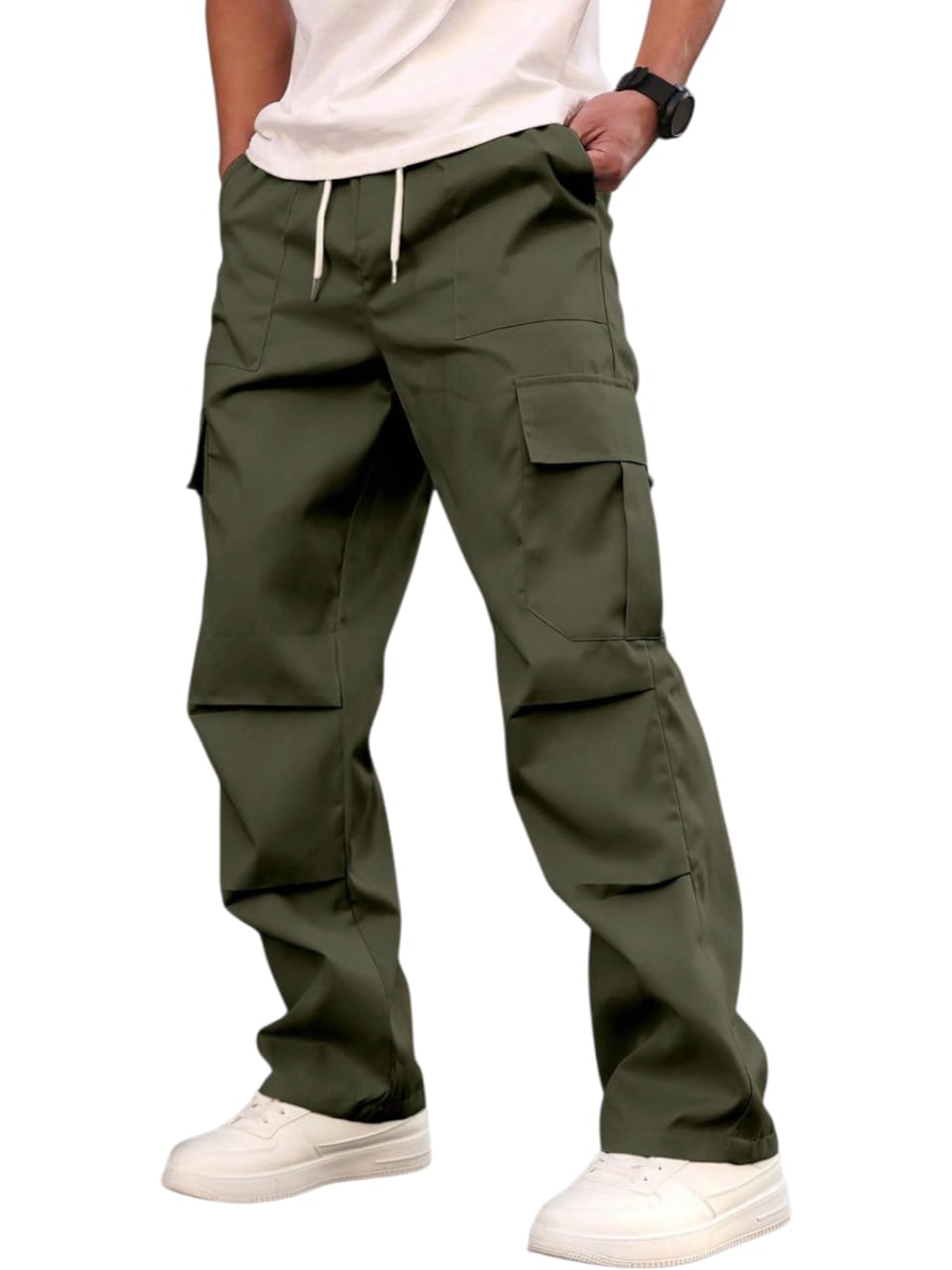 jvx Men Cargo ||Cotton Cargo Pants || Casual Trousers | Comfortable Lower for Men | Breathable Pants with Multi Pockets & Drawstring Elastic Waistband (CARGO-05)-picture-24