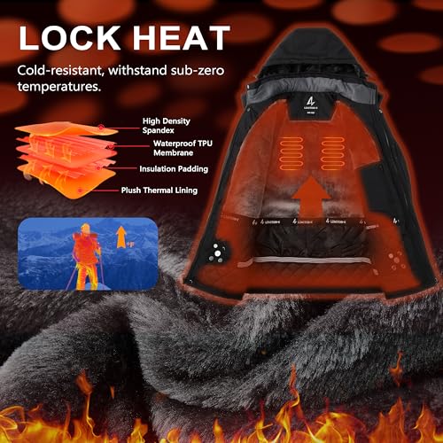 Image of Mens Winter Coats Ski Snowboard Jacket Down Waterproof Coat | Warm Jacket, Insulated Jacket, Cold Weather Jacket, Heavy Jackets, Winter Parka, Windproof Coat, Hiking, Camping, Working