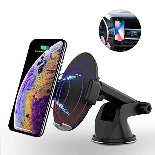 Wireless Charger Car Mount Automatic Induction Cellphone Charger Air Vent Dashboard Holder Compatible for iPhone XS/Max/XR/X/8/8 Plus, Samsung Galaxy S9/S9+,S8/S8+,Note 8 Qi Enabled Device (Black)