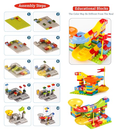 Image of Zest 4 Toyz 88 Pieces Building Blocks Funnel Slide DIY Sets Bricks Assembly Block Marble Run Slide Track Set Toys for Kids