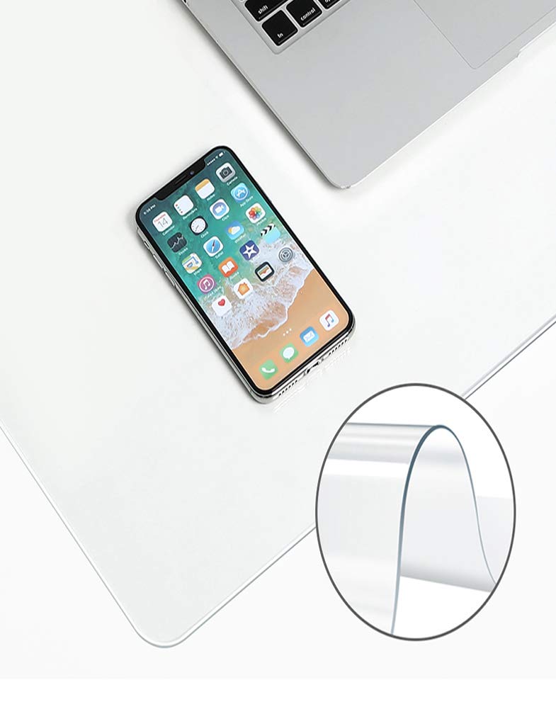 Sous-main de bureau transparent imperméable en PVC avec bords ronds - Tapis de protection antidérapant - Facile à nettoyer - Dépoli - 90 x 45 cm