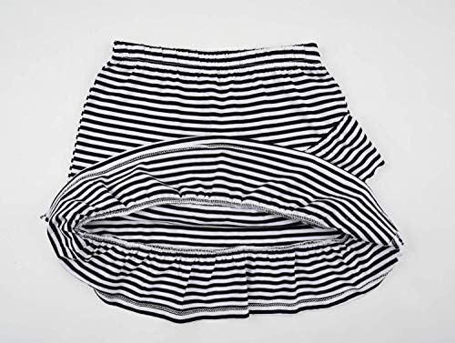Unacoo 2 Packs Cotton Tiered Ruffle Skirt With Elastic Waistband For Girls(Not Built-In Shorts)(Black/White Stripe+Pink, M(7-8 Years)) #TOP5