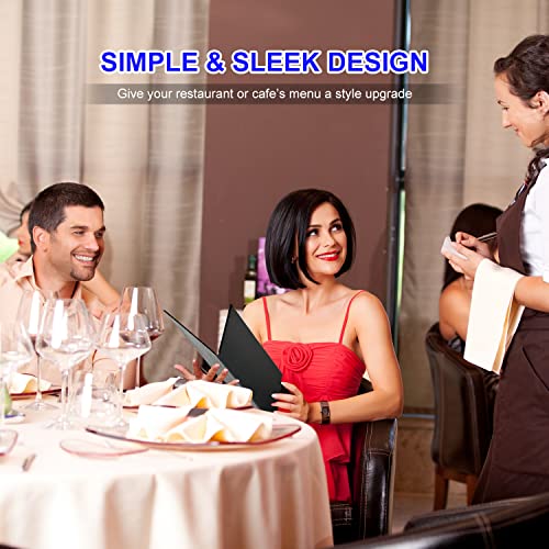 3 packs of 425 x 11 inches leather menu covers with strong wood inside 2 view leather menu holder book style double fold panel for restaurant coffee bars cocktail425x11 2 views3 pcs