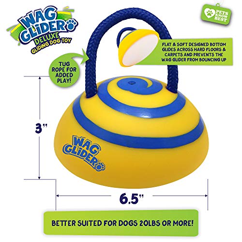 Wag Glider Deluxe 2 Pack –The Sliding Gliding Dog Toy That Keeps Your Dog Happy, Healthy & Safe! Comes with a Built in Squeaker & Rope Attached. Safe for Indoor Play, Great for Medium & Large Dogs - Thumbnail 3