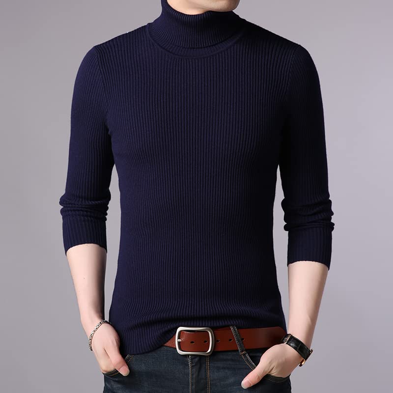 Alloaone Men Black Turtleneck Slim Fit Winter Pullover Solid Breathable Knitted Sweater4