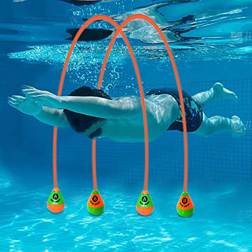 Tauchspielzeug für Kinder, 2 Tauchringe für Unterwasser, Wasserspielzeug Outdoor Schwimmbad Spielzeug, Poolparty Geschenk für Kinder Jungen Mädchen(2.5M)