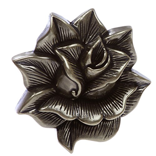 Western 3D Rose Floral Belt Buckle, Antique Brass