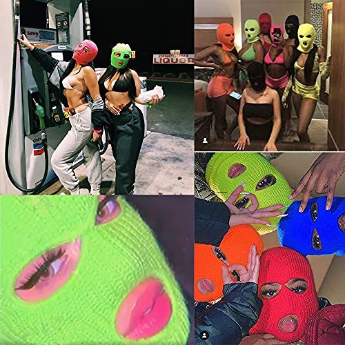 2 Pieces 3-Hole Full Face Mask Cover Ski Mask Winter Balaclava Cap Knitted Face Cover For Winter Outdoor Sports (Blue) #TOP4