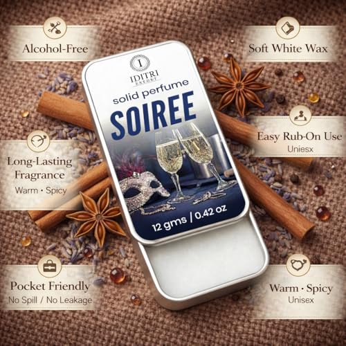 Image of Solid Perfume |Soiree&V Noir Alcohol Free Wax Perfume Balm, Long Lasting | Pocket Tin 12g, Pack Of 2| Non Greasy Smooth Glide, Travel Friendly Men And Women