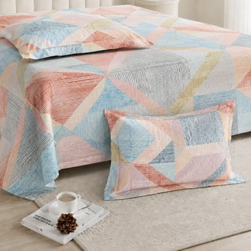 Image of LANE LINEN Symphony 100% Cotton 144TC King Bedsheet Set, 3 Piece, Printed