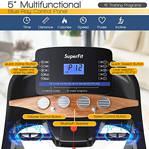 Image of Goplus 3.75HP Folding Treadmill with Incline, Electric Superfit Treadmill w /App Control, 12 Preset & 3 Custom Programs, Blue Tooth Speaker, Heart Rate Monitor, Running Jogging Machine for Home Gym