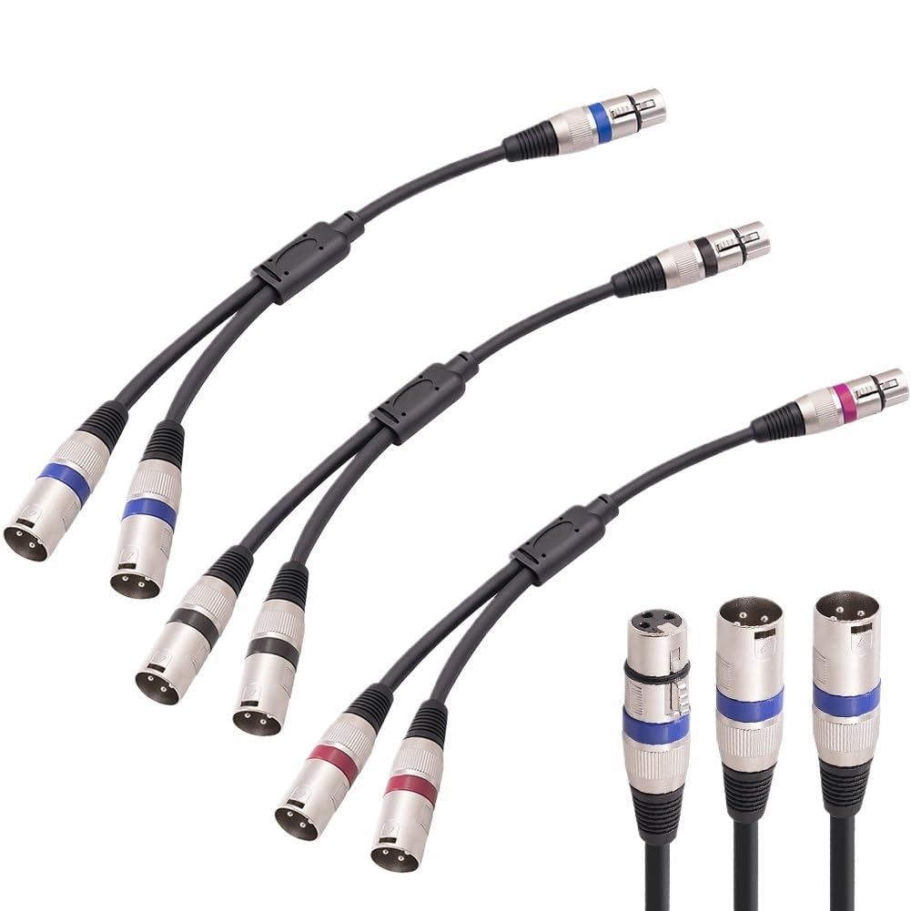 Cavo sdoppiatore a Y bilanciato da XLR femmina a 3 pin femmina a doppio XLR maschio, 91 cm, 50 cm, per strumenti, microfoni, cavi di segnale (nero, 1 pezzo)