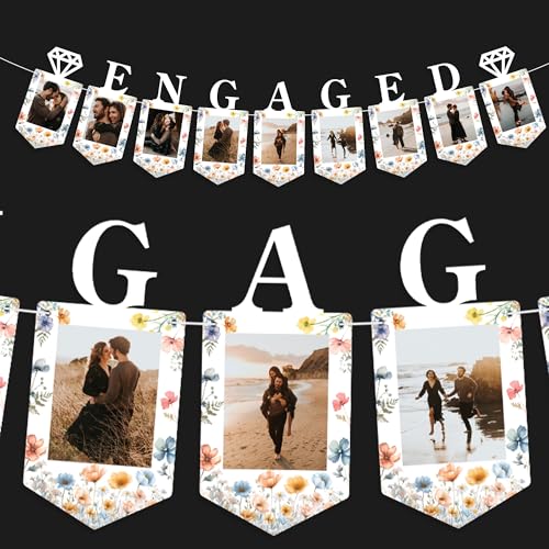 Image of KatchOn, Large Engaged Banner for Pictures - 10 Feet, No DIY | Engagement Photo Banner for Engagement Party Decorations | Just Engaged Decorations, Picture Frames for Anniversary Decor, Wedding Decor