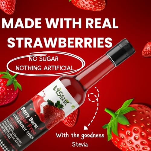 Image of Sugar Free Berry Burst Summer Syrup - By Vistevia - Diabetic And Keto Friendly - Sweetened Naturally With Stevia, Made With Real Strawberries Not Flavour And Colour - Pack Of 1 (470ML) Serves 15-20 Glasses