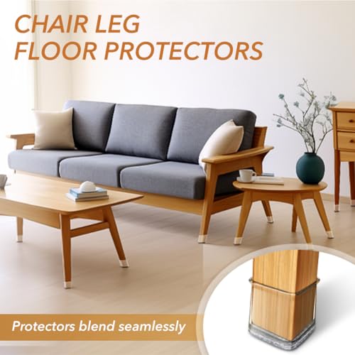 Image of HASTHIP 48PCS Chair Leg Floor Protectors Felt Padded Non-Slip Silicone for 1-1.5 Inch Tilting Vertical Legs Dining Chairs Bar Stools Office