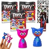 Nintendo Poppy Play Time Blind Bag Party Favors - Bundle with 3 Horror Video Game Mini Toys Plus More | Poppy Playtime Finger Puppets for Kids, Boys, Girls