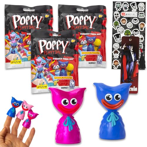 Nintendo Poppy Play Time Blind Bag Party Favors - Bundle with 3 Horror Video Game Mini Toys Plus More | Poppy Playtime Finger Puppets for Kids, Boys, Girls
