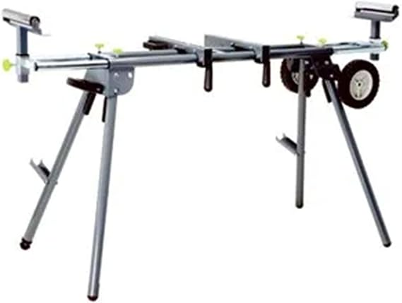Master Mechanic Lightweight Adjustable Folding Miter Saw Stand with 300 Pound Maximum Load Capacity and Wheels for Easy Transport, Black