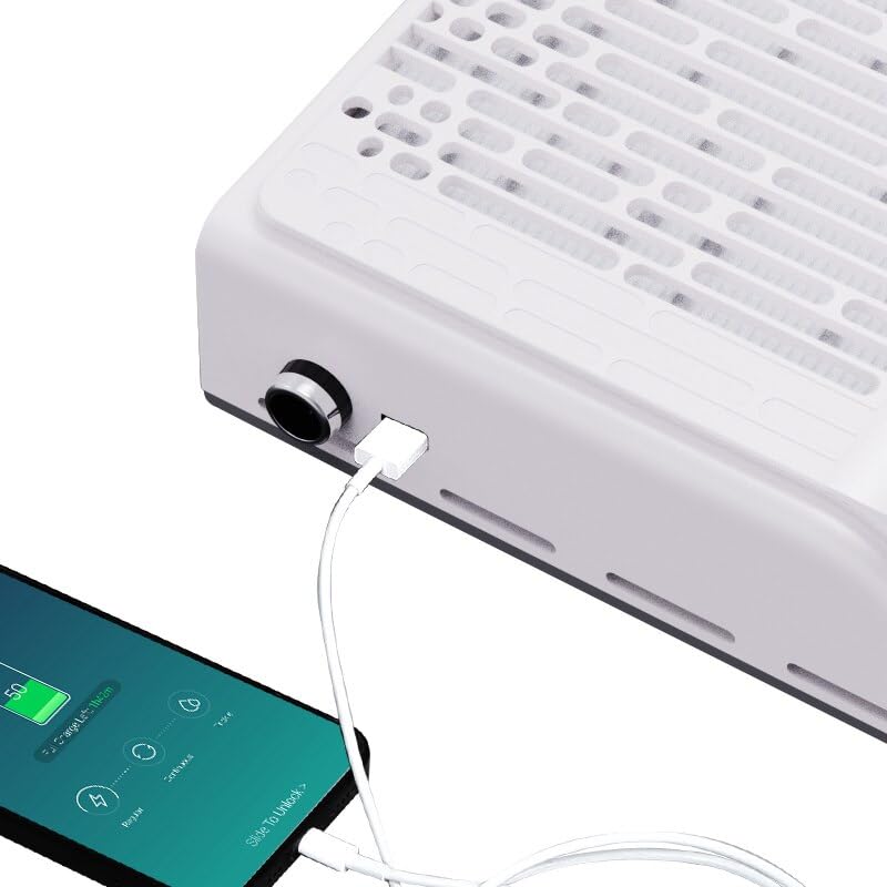 Odpylacz do paznokci, Odsysacz do paznokci z regulacją prędkości wiatru 100 W. Odkurzacz o dużej mocy. lakieru(BE100W-White)