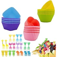 44 Pcs Bento Lunch Box Accessories for Kids,Includes 24 Pcs Thicken Silicone Cupcake Liners, 20 Cute Animal Food Picks, Easy to Preparing Lunch and Make Lunchtime Fun with our Kids