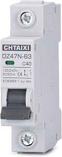 AC Miniature Circuit Breaker, 40 Amp 120V/240V 1 Pole DIN Rail Mount Circuit Breaker, Thermal Magnetic Trip, Solar AC Disconnect Switch MCB C40