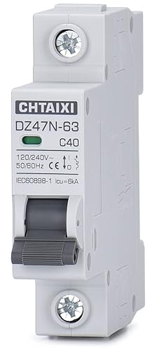 Miniatura 13 de Disyuntor miniatura de CA, 32 Amp 120V/240V 1 Pole DIN Rail Mount Circuit Breaker, Disyuntor magnético térmico, Interruptor de desconexión de CA