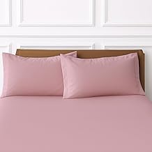 Jogo de Lençol 3 Peças 100% Algodão – Casal – Lençol com Elástico + 2 Fronhas Percal 300 Fios Acetinado Toque Macio (Rose, casal)