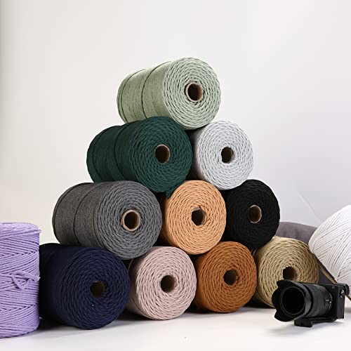 Cuerda de macramé de 4 mm x 310 m trenzada, algodón suave para tejer 8