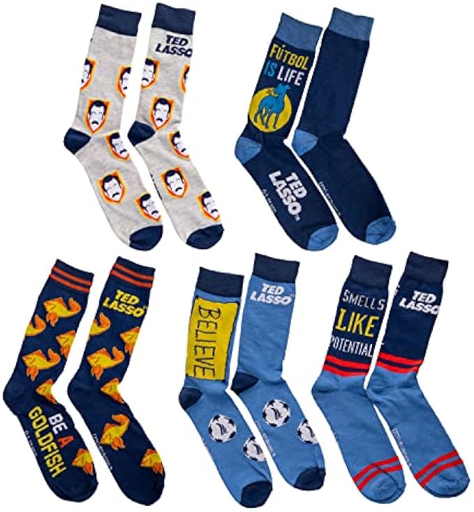 Ted Lasso Men's 5-Pack Assorted Crew Socks