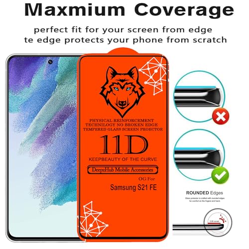 Image of 11D Tempered Glass Screen Protector Compatible for Samsung Galax S21 FE (Pack Of 1) with Full Screen Coverage (edge to edge) and Easy Installation kit [ 1 Pack|Black]