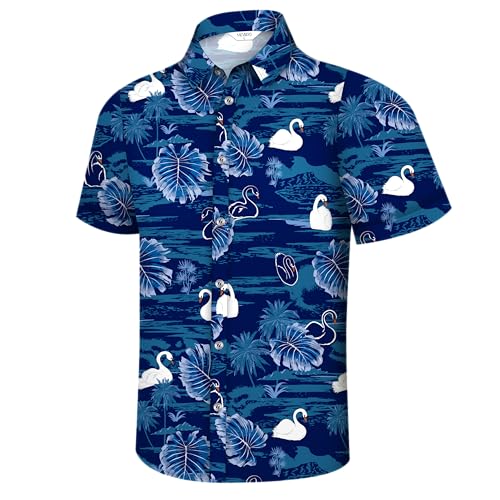 Image of Hawaiian Shirt for Men Tropical Shirts Summer Beach Button Down Short Sleeve Luau Aloha Floral Cruise Vacation Outfit 2026