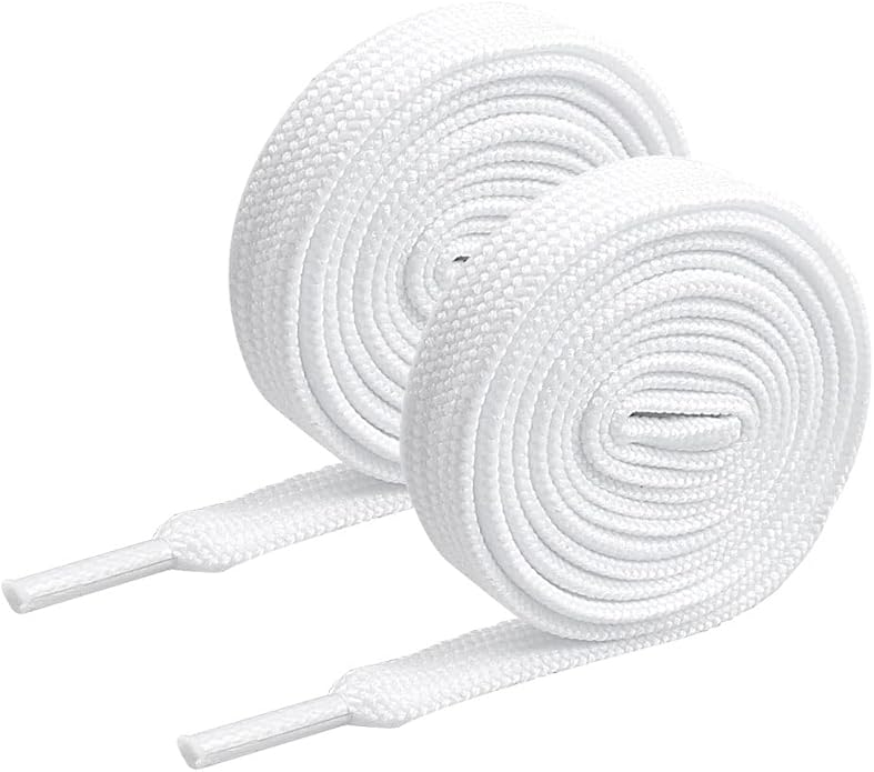 Flat Shoelaces, 1 pair White Shoe Laces for Trainers Shoelaces