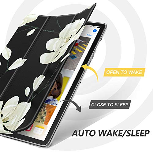 Image of MoKo Case Fit Samsung Galaxy Tab S5e 2019, Ultra Thin Slim Shell Trifold Stand Cover with Frosted Back with Auto Wake & Sleep for Galaxy Tab S5e SM-T720 /SM-T725 2019 Tablet - Black & White Magnolia