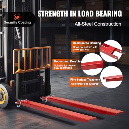 VEVOR Forklift Extensions, 72 Inch Fork Extensions 4.5 Inch Width, 1 Pair Heavy Duty Fork Extensions with Pins for Forklifts Truck by VEVOR - Image 3