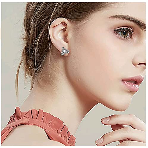 Pumpkin Carriage Earring 925 Sterling Silver Lucky Princess Cinderella Jewelry Gift (White)3