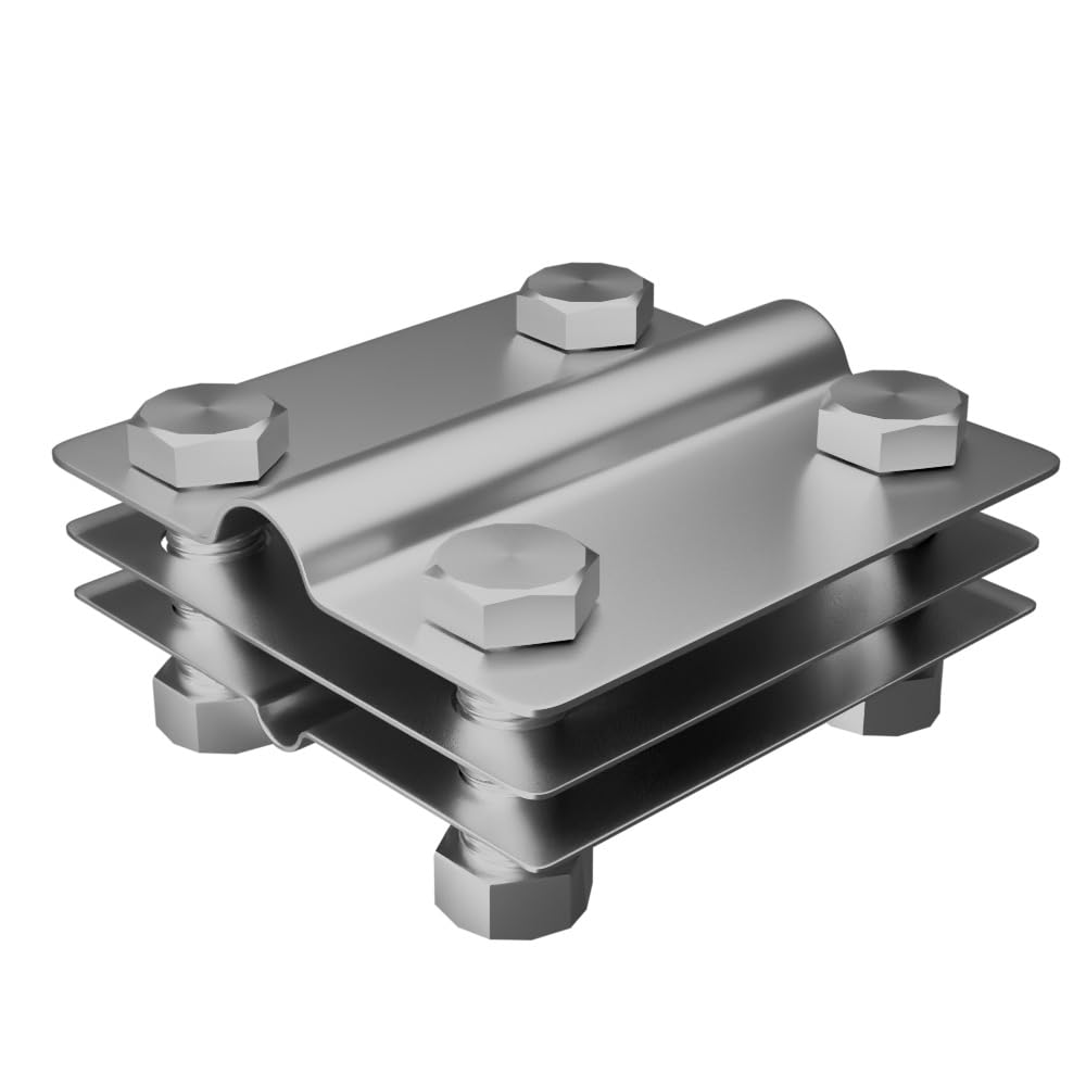 Abrazadera en cruz, conector en cruz para banda de tierra de hasta 40 mm, conductor redondo, diámetro de 10 mm, tornillos M8 hasta acero inoxidable de 20 mm de diámetro, varilla de tierra