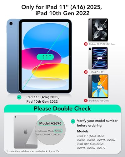 ESR iPad 11 (A16) 2025/10 Generation Flex Hülle mit Tastatur, ultraleichte magnetische abnehmbare Keyboard für iPad 10.9\ mit Schreib- und Ansichtsmodi, großes Präzisions-Trackpad, Dunkelgrau