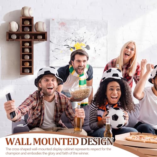 Image of Teenyyou Ring and Baseball Holder for 7 Balls, Walnut Wall Display