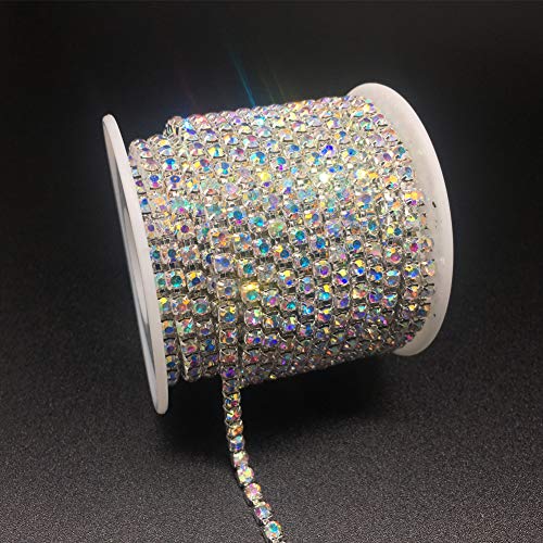 Dowarm Rhinestone Chain Roll - 10 Yards, Crystal AB, SS6 2MM