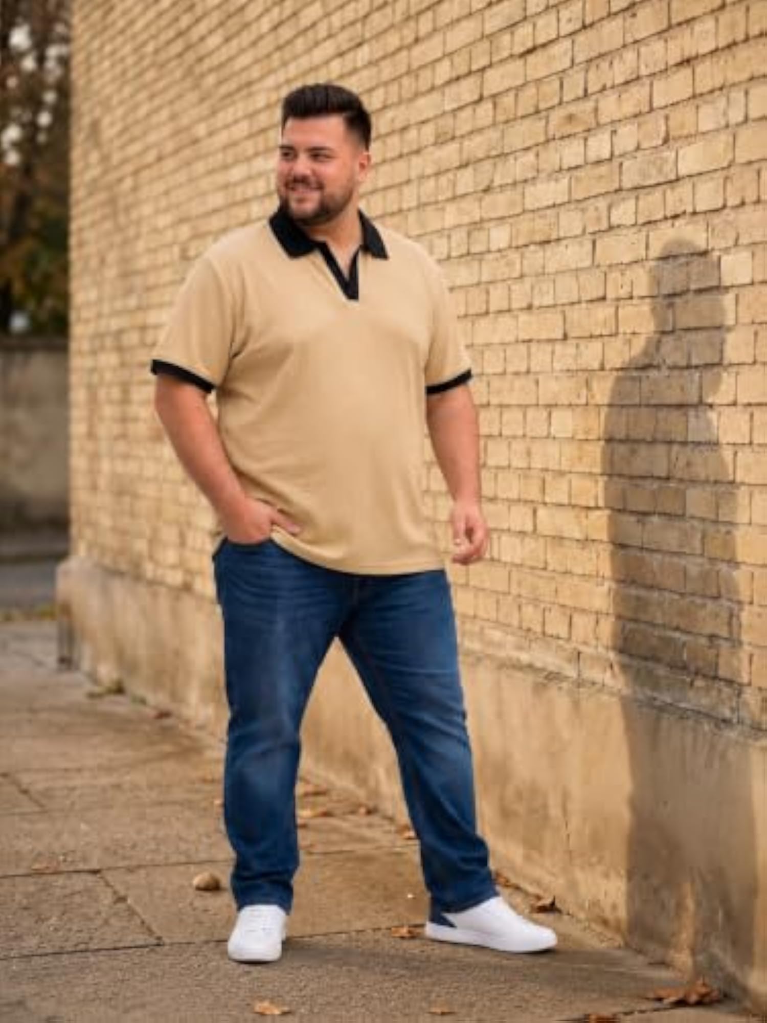 Plus Size Textured Polo T-Shirts, Sandorix