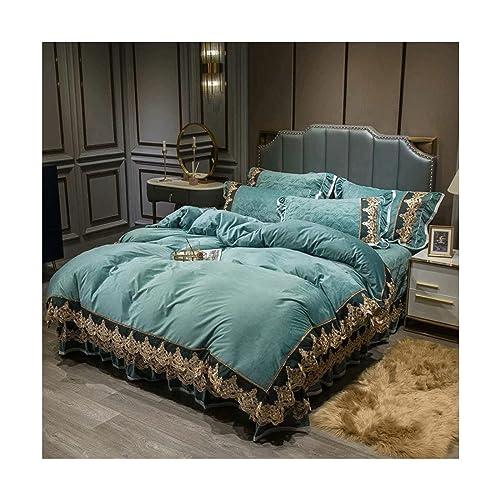 Juego de Ropa de Cama de 4 Piezas, Ropa de Cama de Franela cálida, Terciopelo Coral, versión Coreana de la Funda de Cama Gruesa, sábanas Acolchadas de Invierno