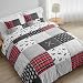 Sweet Jojo Designs Grey, Black and Red Woodland Plaid and Arrow Rustic Patch Boy Full/Queen Kid Teen Bedding Comforter Set by 3 Pieces - Flannel Moose Gray