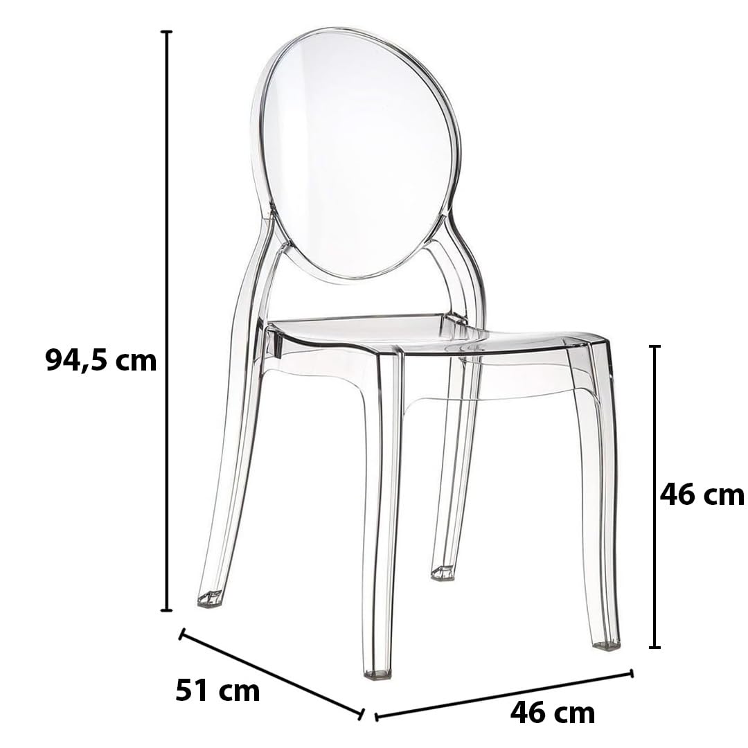 KONTE.DESIGN Set di 4 sedie BRERA in Policarbonato Trasparenti, impilabili