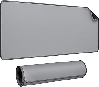 JIALONG Desk Mat - Large Desk Pad, Gaming Mouse Pad, Office Desk Protector with Anti-Slip Base, Anti-wear Personalized Design, Mousepad in Mid-Grey