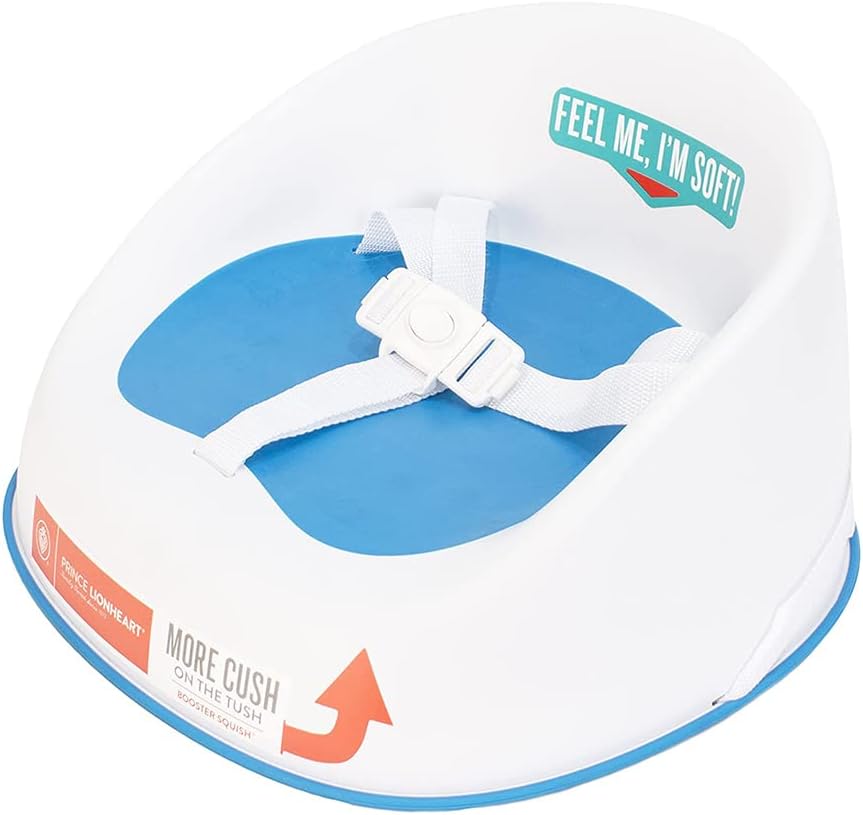 Prince Lionheart Baby Booster Squish Seat for Dining Table, Soft Seat with 3-Point Harness and Dual-Strap System for Toddler