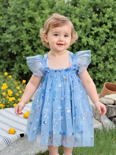 AGQT Baby Girls Tulle Tutu Dress Butterfly Print Back Sundress Size 6M-6T3